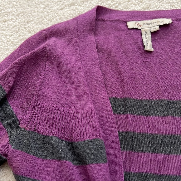 BCBGeneration purple abs gray striped cardigan - Picture 5 of 7